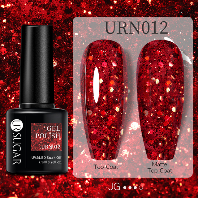 UR SUGAR Glitter Reflective Gel Nail Polish Shiny Rose Red Twilight UV LED Gel Varnish Soak Off Nail Gel Nails for Manicure