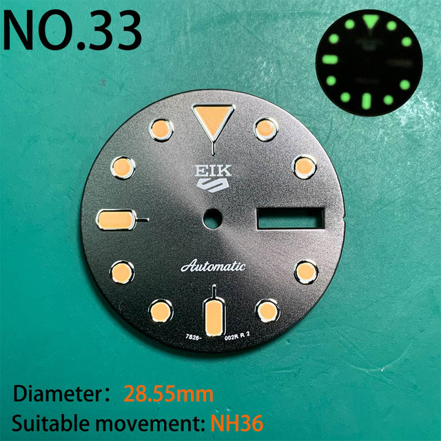 Nh35 watch double dial new C3 luminous modified craft watch skx007 SKX006 small millimeter 28.5mm abalone nh35 universal