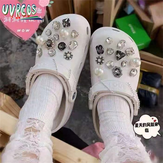 1 مجموعة اليدوية croبها بنفسك Crocs Charms بلينغ JIBZ إبزيم حجر الراين اكسسوارات سلسلة معدنية تسد حديقة حذاء الديكور الفتيات 지지