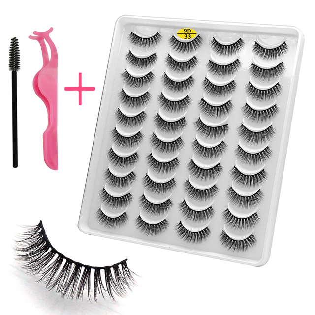 LE 20 Pairs Mink Eyelashes Fashion Handmade Cruelty-Free Soft Wispies 3D Fake Long Eye Lashes Extension False Eyelashes