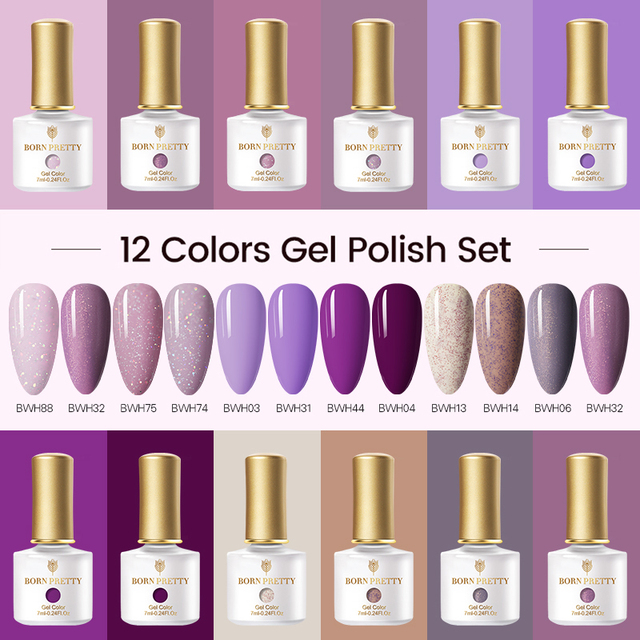 Born Pretty Nail Gel Polish Set Soak Off UV LED Gel 7ml Hybrid Semi Permanent Varnish Nail Art Gel Kit Top Coat Gel Manciuring
