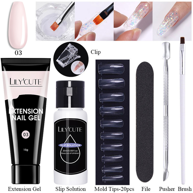 LILYCUTE Nail Gel Extension Manicure Kit For Nail UV Gel Kit Gel Nail Brush Quick Extension Nail Extension Tool Kit