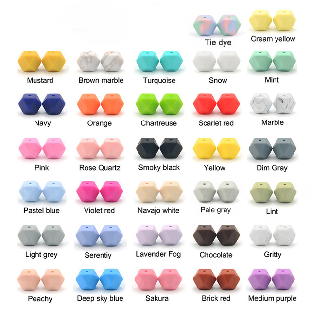 luvka 10pcs Silicone Beads Food Grade 14mm Hexagon Baby Teether Baby Teething Toy BPA Free Pendant Pacifier Pendant DIY