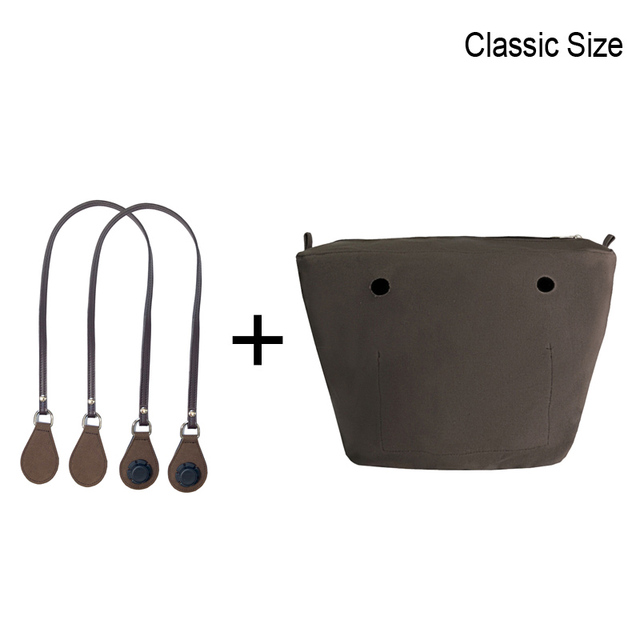 1 Set Lining Fabric Insert Interior Pocket with 85cm Obag Long Handles Microfiber Leather Handles for Classic Small O Bag Accessories