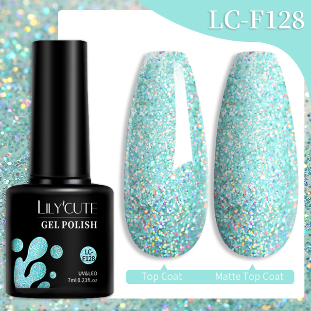 LILYCUTE 7ml Glitter Gel Nail Polish Laser Sequins Soak Off UV Gel Semi Permanent Colored Nails Gel Polish DIY Nail Art Esmalte