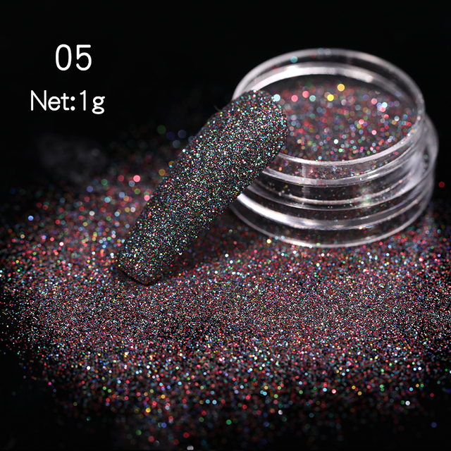 Gold Sliver Nail Reflective Crystals Powder Rainbow Glitter Shiny Pigment Iridescent Glass Micro Drill Nails Art Decoration