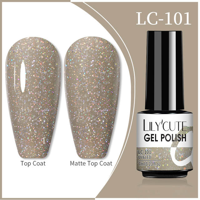 LILYCUTE 7ml Glitter Gel Nail Polish 12 Colors Semi Permanent Laser Sequins Soak Off UV Colorful Gel DIY Nail Art Polish Lacquer