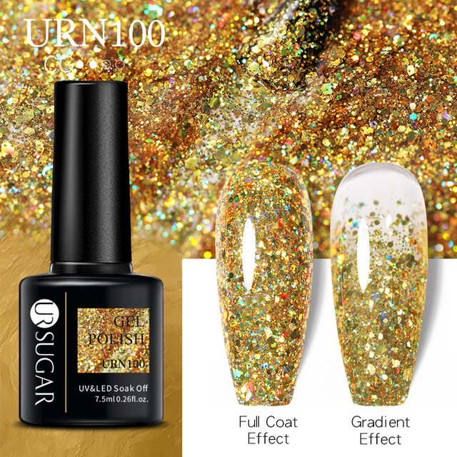 UR SUGAR Glitter Nail Gel Polish Color Glitter Sequins Shiny Gel Base Long Lasting Nail Art Varnish