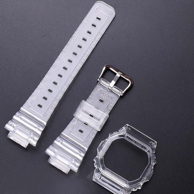 Watch Accessories Resin Strap 16mm For Casio G-SHOCK DW5600 5700 GW5035 5000 Transparent Silicone Men's And Women's Sports Band