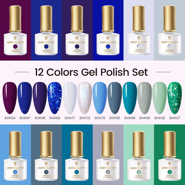 Born Pretty Nail Gel Polish Set Soak Off UV LED Gel 7ml Hybrid Semi Permanent Varnish Nail Art Gel Kit Top Coat Gel Manciuring