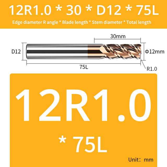 AUG Tool Corner Radial End Mill CNC R Bull Nose Milling Cutter Tungsten Carbide Steel Metal Router Tool R0.5 R1 4 Flutes