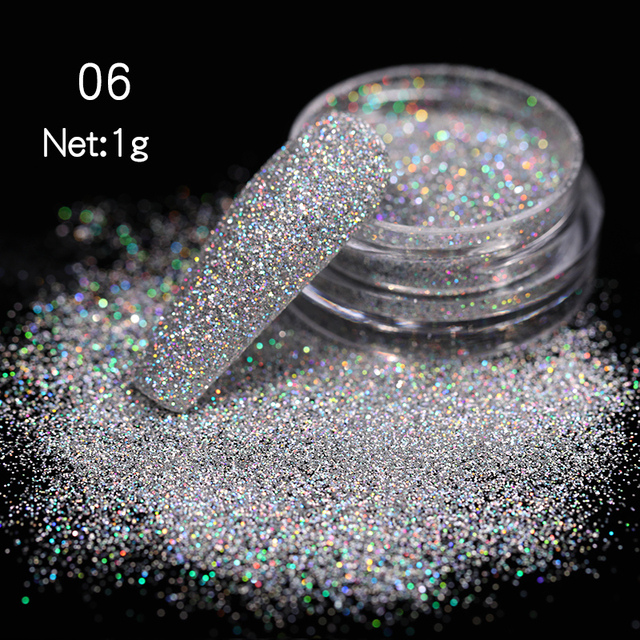 Gold Sliver Nail Reflective Crystals Powder Rainbow Glitter Shiny Pigment Iridescent Glass Micro Drill Nails Art Decoration