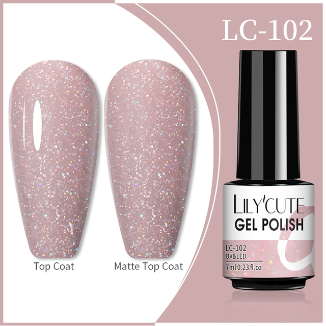 LILYCUTE 7ml Glitter Gel Nail Polish 12 Colors Semi Permanent Laser Sequins Soak Off UV Colorful Gel DIY Nail Art Polish Lacquer