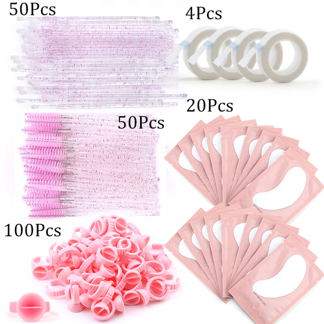 Eyelashes Extension Supplies Lashes Set Micro Brush Tape Glue Ring Eye Pad Disposable Mascara Applicator Eyelashes Tool