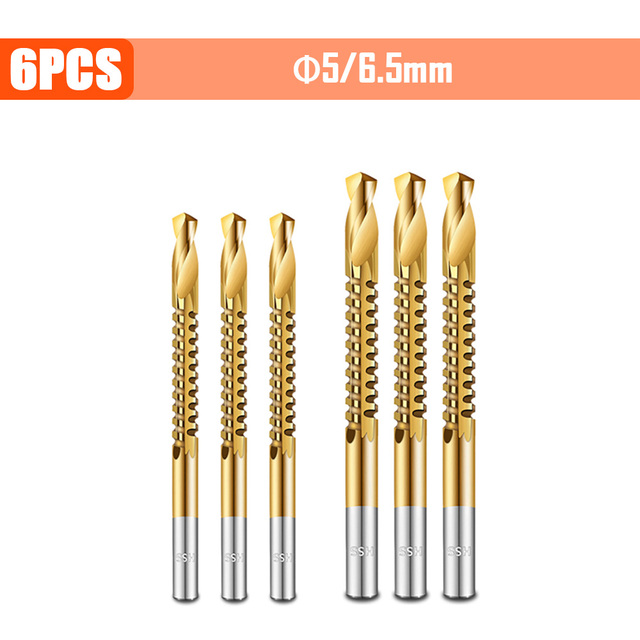 3/4/5/6pcs Cobalt Drill Bit Spiral Screw Metric Composite Tap Drill Bits Drill Polishing Woodworking HSS Twist Drilling Tools