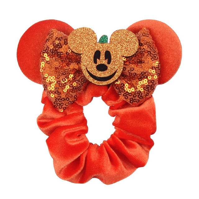 Little Girls Hair Band Kids Mickey Minnie Soft Hair Bow Children Sequin Velvet Ponytail Holders Baby No Damage Rubber Hair Tie