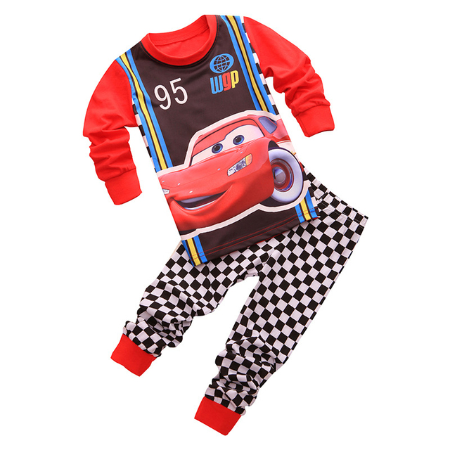 New Spring Autumn Children's Clothing Sets Boys Sleepwear Kids Clothes Spider Pajamas Set Baby Girls Cotton Cartoon Cars Pajamas