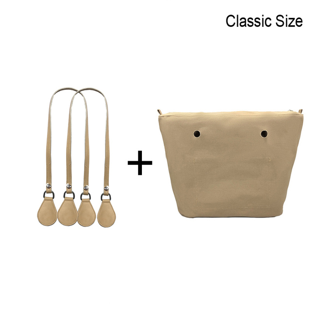 1 Set Lining Fabric Insert Interior Pocket with 85cm Obag Long Handles Microfiber Leather Handles for Classic Small O Bag Accessories