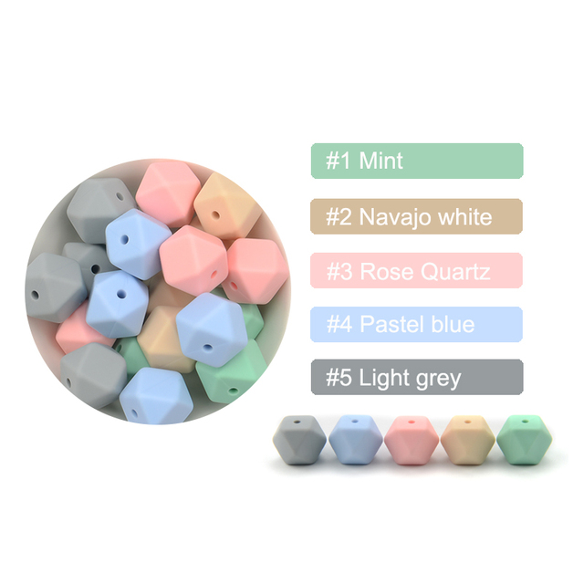 luvka 10pcs Silicone Beads Food Grade 14mm Hexagon Baby Teether Baby Teething Toy BPA Free Pendant Pacifier Pendant DIY