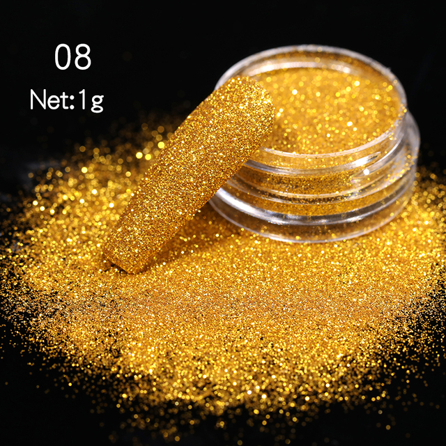 Gold Sliver Nail Reflective Crystals Powder Rainbow Glitter Shiny Pigment Iridescent Glass Micro Drill Nails Art Decoration