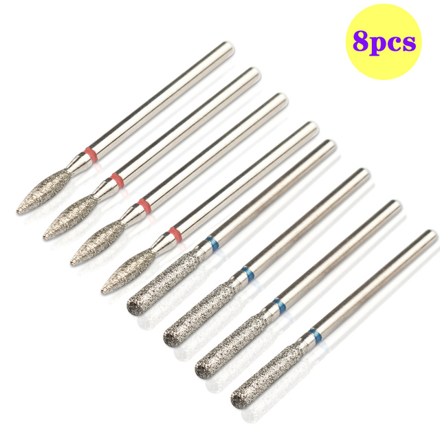 8pcs Diamond Milling Cutter for Manicure Set Nail Drill Bits Accessories Nozzles for Manicure Cutters Pedicure Sanding Nail File