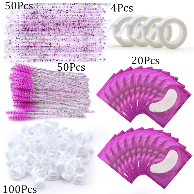 Eyelashes Extension Supplies Lashes Set Micro Brush Tape Glue Ring Eye Pad Disposable Mascara Applicator Eyelashes Tool