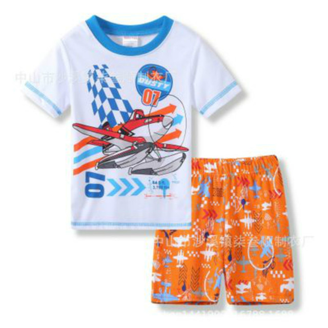 Children's short-sleeved cotton pajamas summer clothes children's sleepwear cartoon T-shirt spiderman