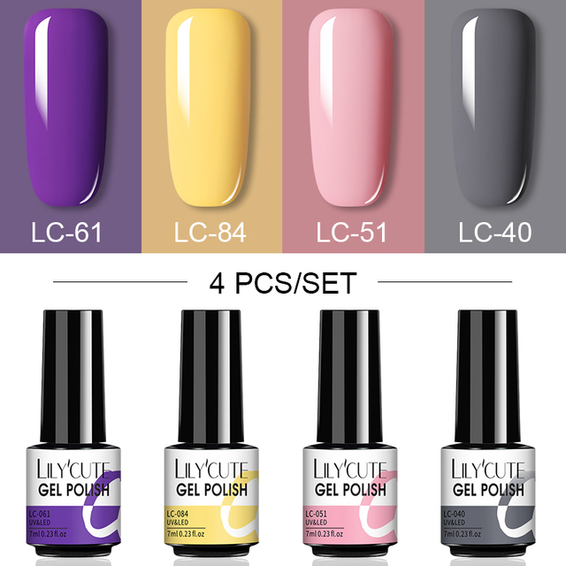 LILYCUTE 10/20/8/2pcs Gel Nail Polish Set Semi Permanent Glitter Hybrid Varnish Base Top Coat Soak Off UV LED Nails Gel