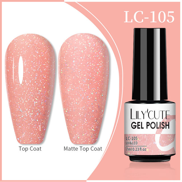 LILYCUTE 7ml Glitter Gel Nail Polish 12 Colors Semi Permanent Laser Sequins Soak Off UV Colorful Gel DIY Nail Art Polish Lacquer