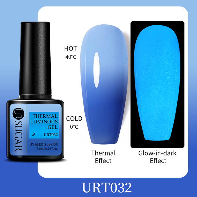 ur sugar 7.5ml luminous gel nail polish glow in the dark color semi permanent soak off uv varnish gel fluorescent nails art