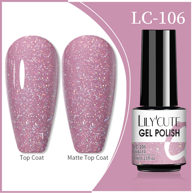 LILYCUTE 7ml Glitter Gel Nail Polish 12 Colors Semi Permanent Laser Sequins Soak Off UV Colorful Gel DIY Nail Art Polish Lacquer