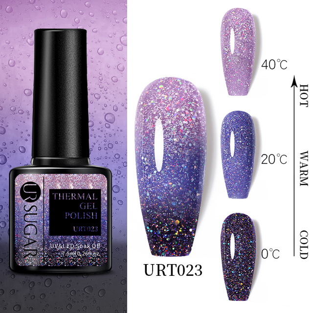 UR Sugar Glitter Thermal Gel Nail Polish Reflective Purple Blue Nail Gel Semi Permanent Varnish Soak Off UV Gel All For Manicure