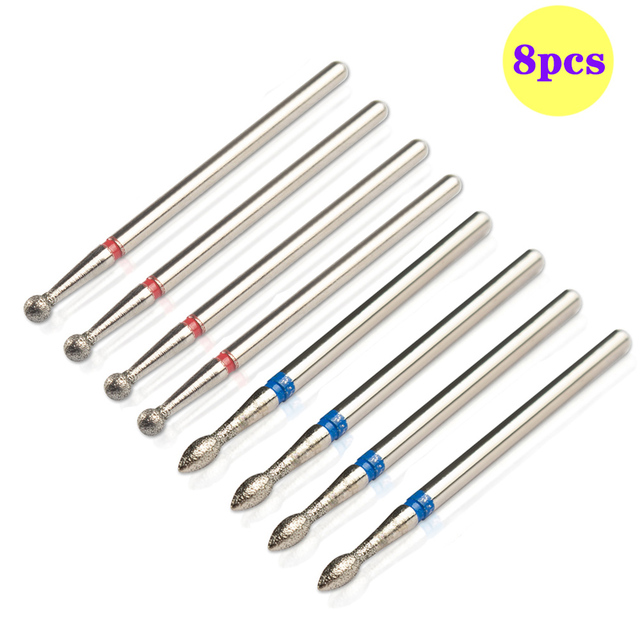 8pcs Diamond Milling Cutter for Manicure Set Nail Drill Bits Accessories Nozzles for Manicure Cutters Pedicure Sanding Nail File