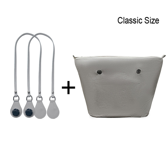 1 Set Lining Fabric Insert Interior Pocket with 85cm Obag Long Handles Microfiber Leather Handles for Classic Small O Bag Accessories