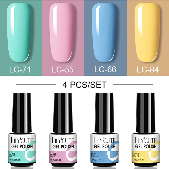 LILYCUTE 10/20/8/2pcs Gel Nail Polish Set Semi Permanent Glitter Hybrid Varnish Base Top Coat Soak Off UV LED Nails Gel