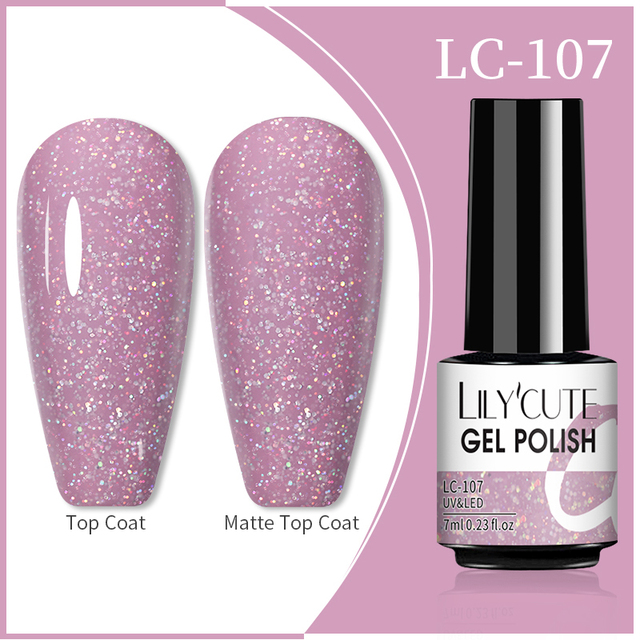 LILYCUTE 7ml Glitter Gel Nail Polish 12 Colors Semi Permanent Laser Sequins Soak Off UV Colorful Gel DIY Nail Art Polish Lacquer