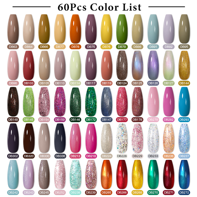 MTSSII 120pcs Gel Polish Set Semi Permanent UV LED Gel Varnish Soak Off Nail Art Glitter Colorful Gel Manicure DIY Big Set