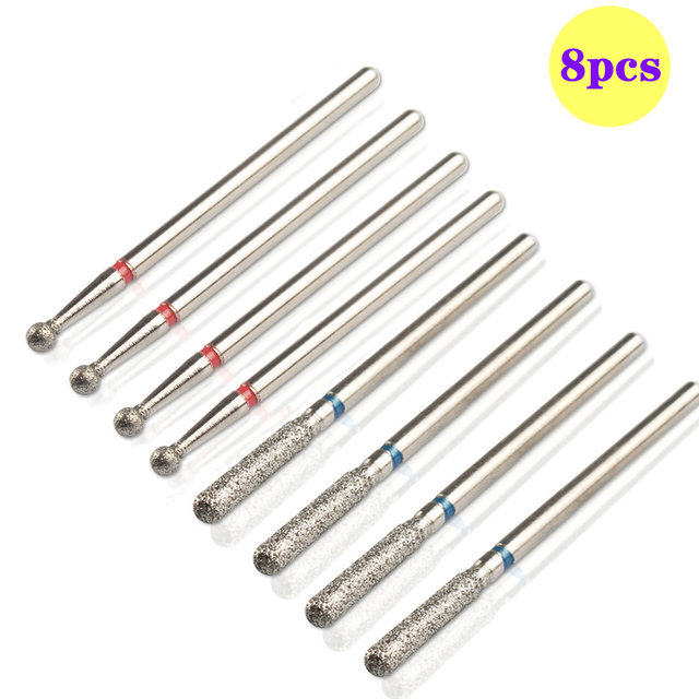 8pcs Diamond Milling Cutter for Manicure Set Nail Drill Bits Accessories Nozzles for Manicure Cutters Pedicure Sanding Nail File