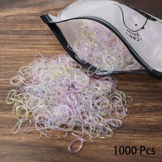 1000pcs Disposable Rubber Band Hairband For Kids Ponytail Hair Ties Colorful Elastic Hair Bands Baby Hair Accessories