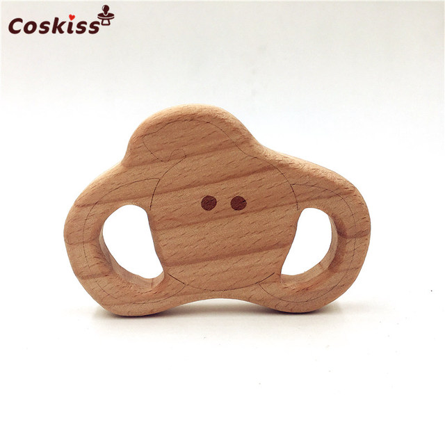 Lovely Cartoon Wood Teether 10pcs Pure Natural Animal Shaped Baby Teething Nursing Wood Teether Baby Girl DIY Pendant Toys