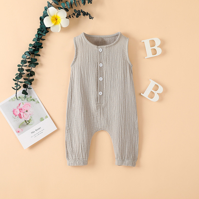 Summer Newborn Baby Boys Girls Romper Jumpsuit One Piece Solid Color Sleeveless Newborn Baby Clothes