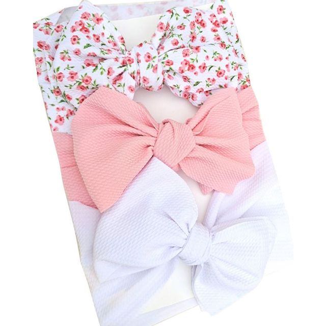 3pcs/set Baby Girls Lovely Bow Hairband Elastic Wide Headband Stretch Knot Headbands Turban Headdress Clothes Accessory