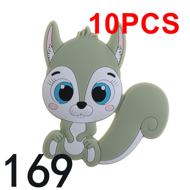 10pcs Silicone Squirrel Baby Teether Cartoon Rodent Necklace Bpa Free Nursing Small Animal Newborn Chew Teething Necklace Toys