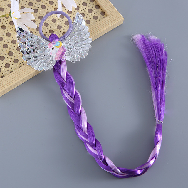 Princess Wig Ropes Cute Girls Princess Twist Hair Pieces Elastic Hair Bands Ponytail Headwear Elsa Unicorn Baby Hair Accessories