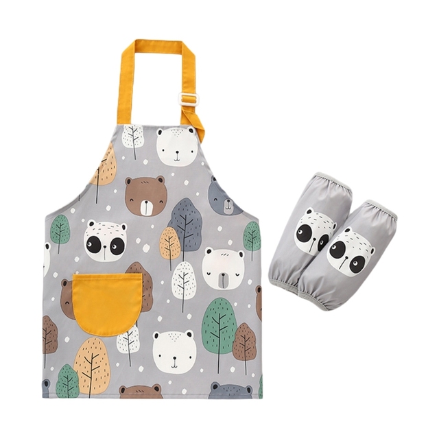 1 set 3-12 years baby girl boy waterproof adjustable painting apron with sleeves set baby kids toddler infant burp cloth