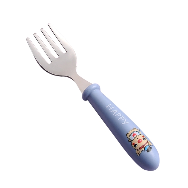 Baby Kids Cartoon Cute Spoon Fork Stainless Steel Tableware Training Learn Food Feeding Scoop Fork Utensils For Baby