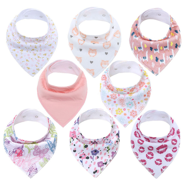 Bandana Bib Set Unisex Baby Saliva Teething Bib Set 100% Organic Cotton Newborn Absorbent Hypoallergenic 8 Pieces