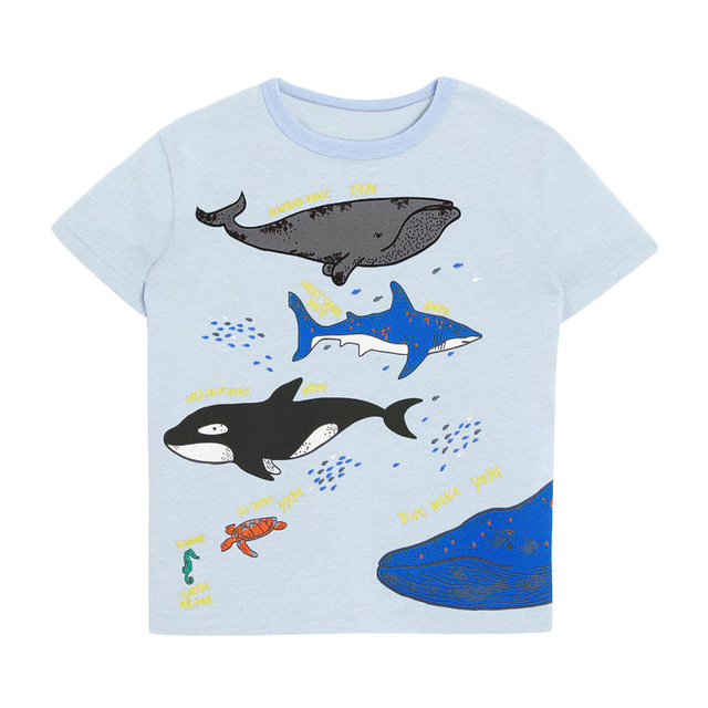 2022 Little Maven Summer Boys T-shirt Short Sleeve Clothes With Animal Shark For Kids Baby Breathable Cotton Tops