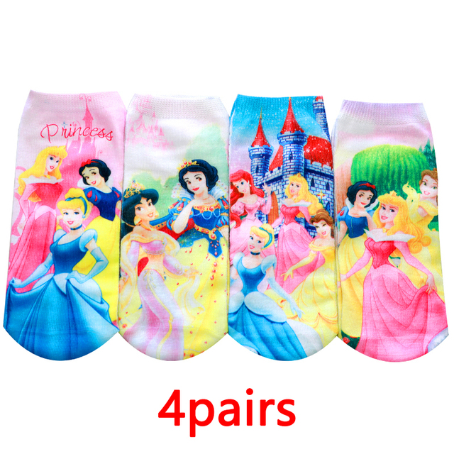 4 Pairs/Bag Kids Socks Children Frozen Socks Spring Cotton Anna Elsa Princess Cartoon Socks for Boy Girls Socks