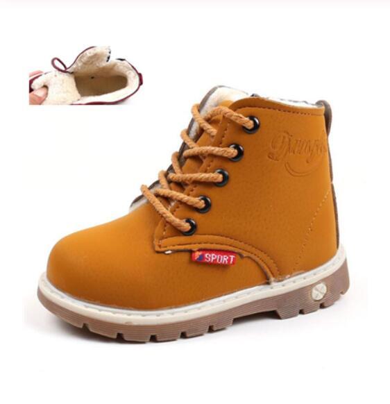 Autumn Winter Children's Shoes Martin Boots Boys Shoes Soft Leather Anti-slip Girls Shoes 21-30 Running Sneakers